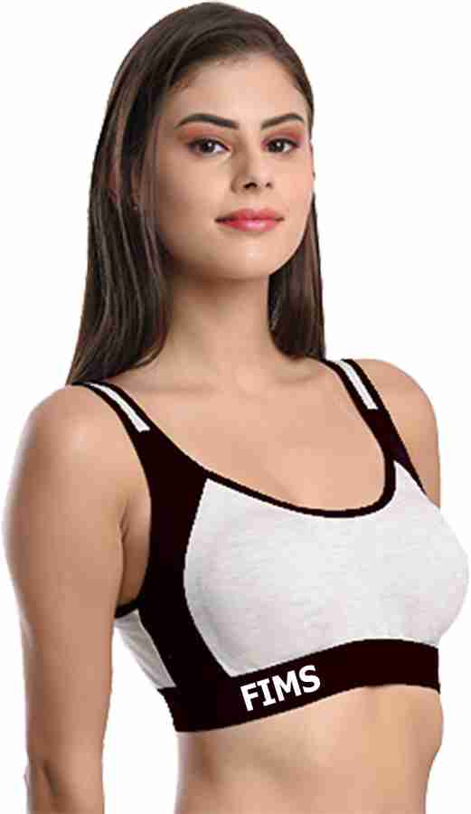 Buy FIMS - Fashion is my style Cotton Blend Sports Bra, Bra for Women,  Combo Everyday Bra, Pack of 1, Cup- B, Black, Size- 30 at