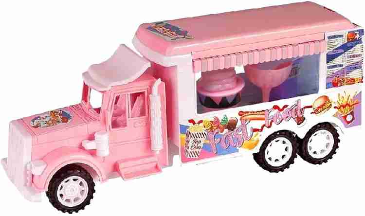 QBIC Push and Go Food Truck Toy for Kids Pretend Play Ice Cream