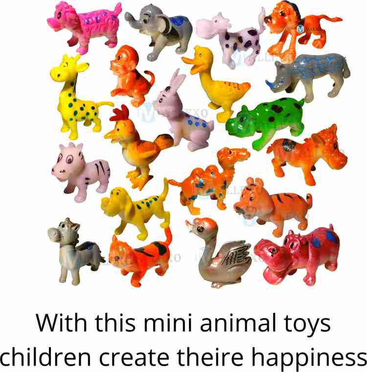 Mallexo Mini Cartoon Animal Toys for Kids Set of 20PCS Small Size Farm Animals Toys Set with Jungle Animal Set for Boys and Girls Play Safely Gifts Animal Action Figure Mini