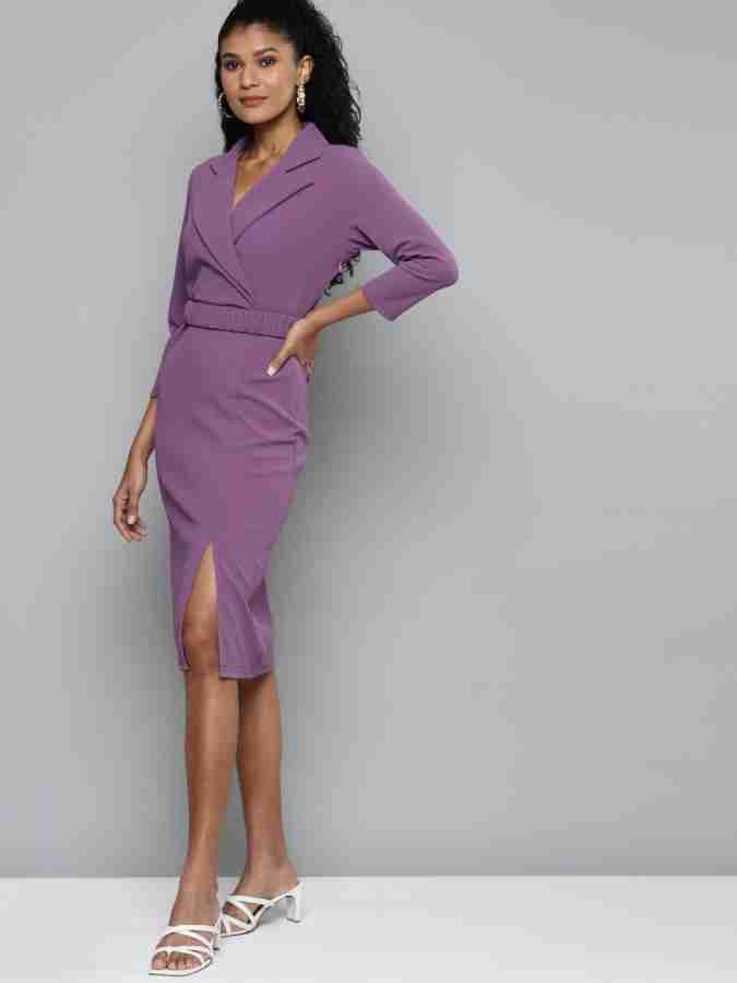 SASSAFRAS Women Sheath Purple Dress - Buy SASSAFRAS Women Sheath