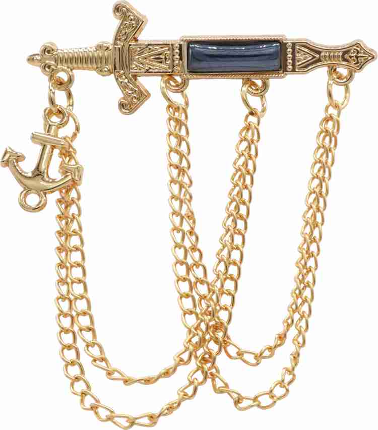 Adorn Golden Sword Chain Suit Coat Brooch For Men Brooch Price in