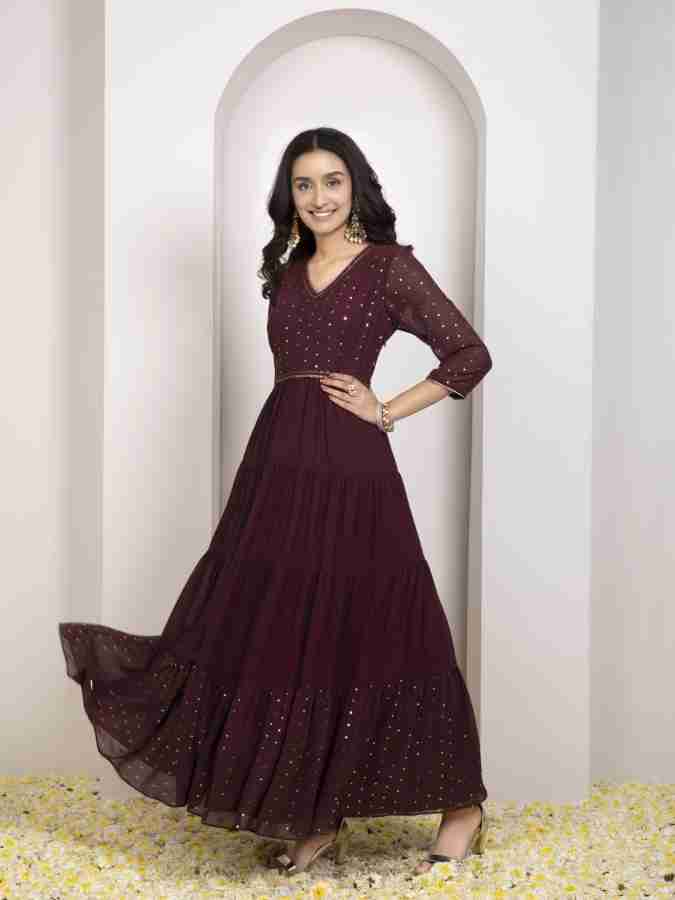 Maroon ethnic gown best sale