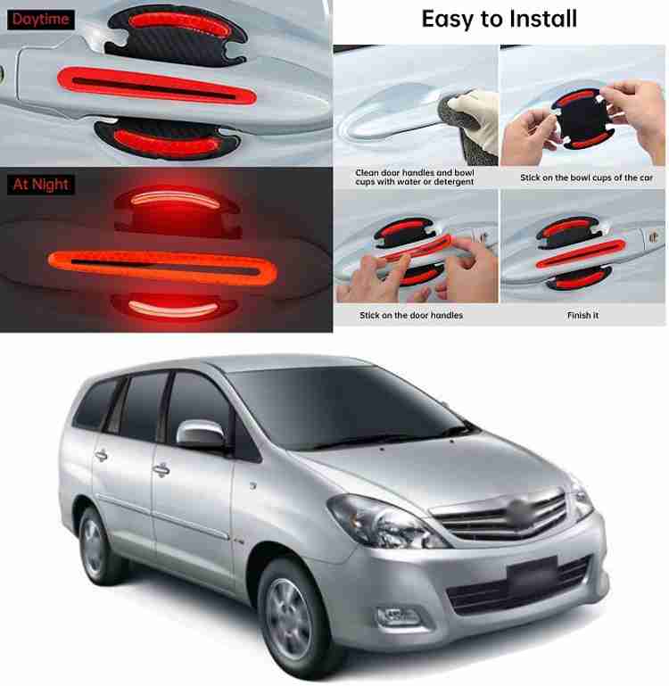 PRTEK 8pcs Universal 3D Carbon Fiber Texture car Door Handle Door