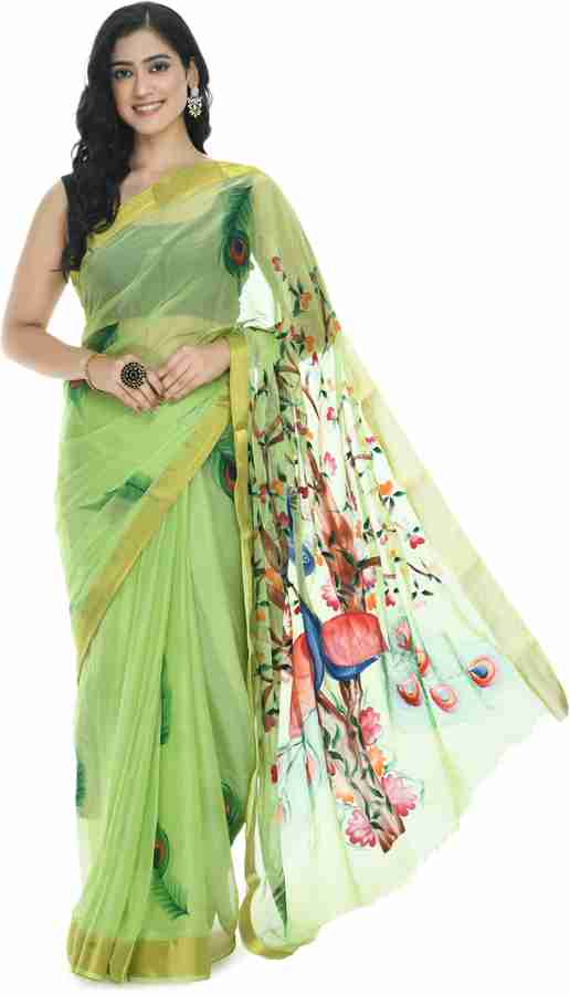 Buy DRAPE DRESSES Floral Print Daily Wear Chiffon Green Sarees Online Best Price In India Flipkart