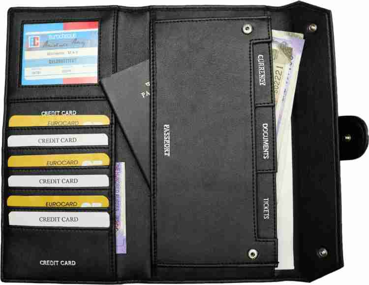 Bagor Passport Cover Black Synthetic Leather Passport Wallet Cash