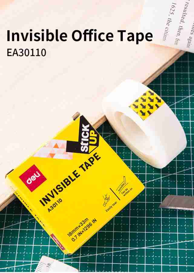 Deli Double Sided Thin Invisible Tape, Strong Adhesive, Non-Toxic Acrylic  Glue with Low Odor & Writable, Easy to Tear, Transparent Double Sided Tape  for Sticking, Fixing, Sealing and Correction, Art & Craft, Gift Wrapping,  Fixing Torn Pages  
