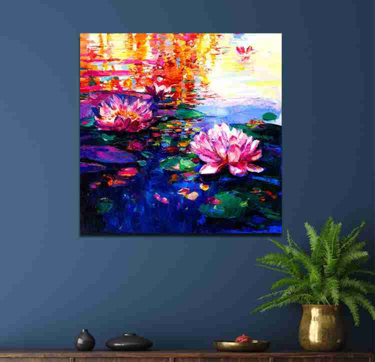 Imaging Canvas Lotus Art Landscape Canvas Painting Oil 22 inch x