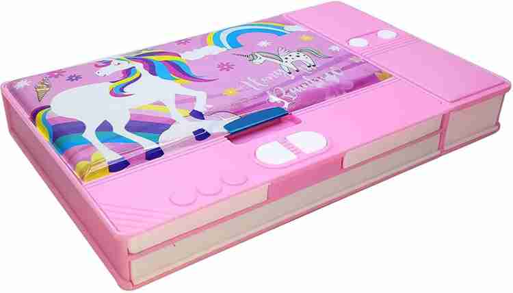 TECHNOCHITRA® New 3D Unicorn Metal Pencil Box with mini Pencil Box & Gel  Pen for