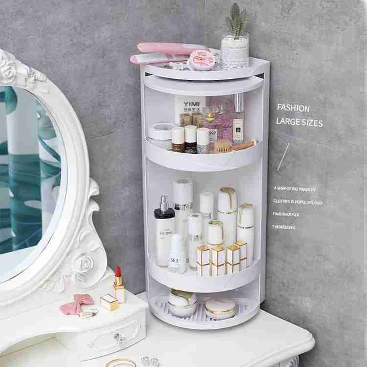 Rhydon Bathroom Rotating Triangle Storage Rack 360 Degree Rotating Multi Function Organizer Plastic Triangle Shelf Dust Proof Waterproof Corner Rack for Cabinet Bathroom Kitchen Bedroom Plastic Wall S...
