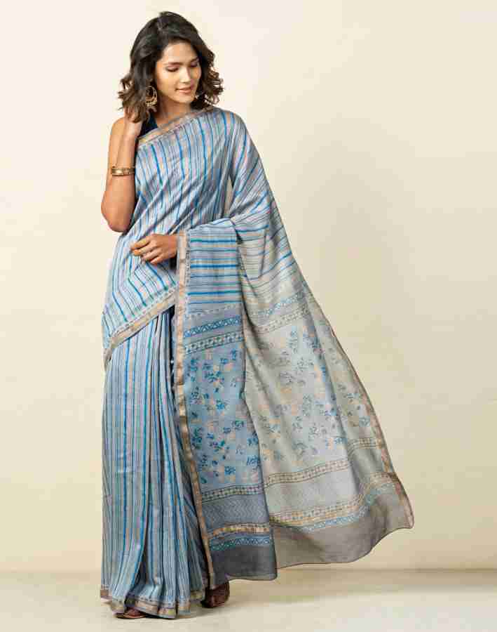 Buy Fabindia Printed Daily Wear Cotton Silk Blue Sarees Online Best Price In India Flipkart