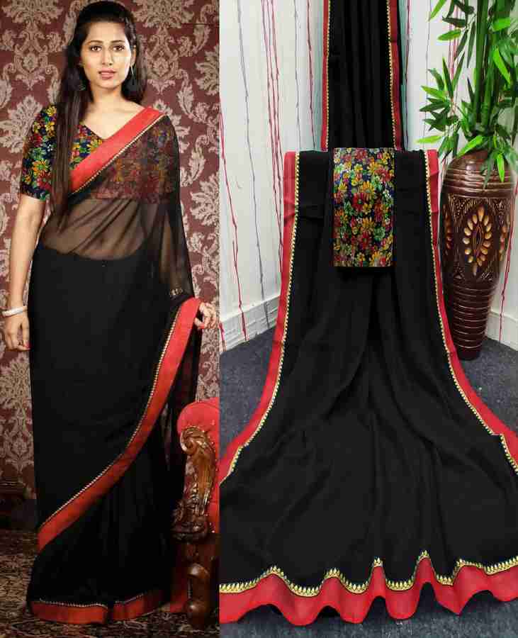 Buy Sareez House Digital Print Bollywood Chiffon Black Sarees Online Best Price In India Flipkart