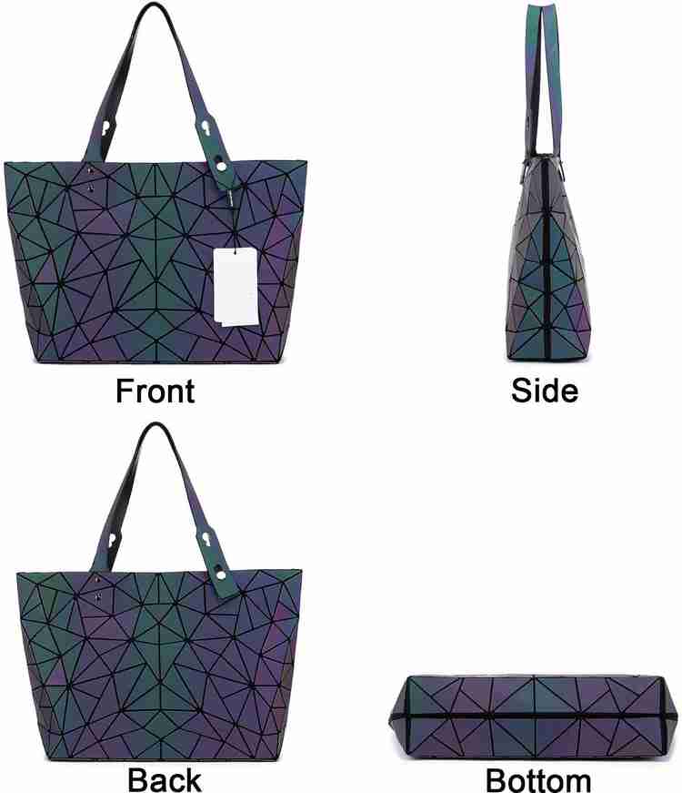 Geometric luminous purses and handbags for women holographic reflective crossbody bag wallet deals