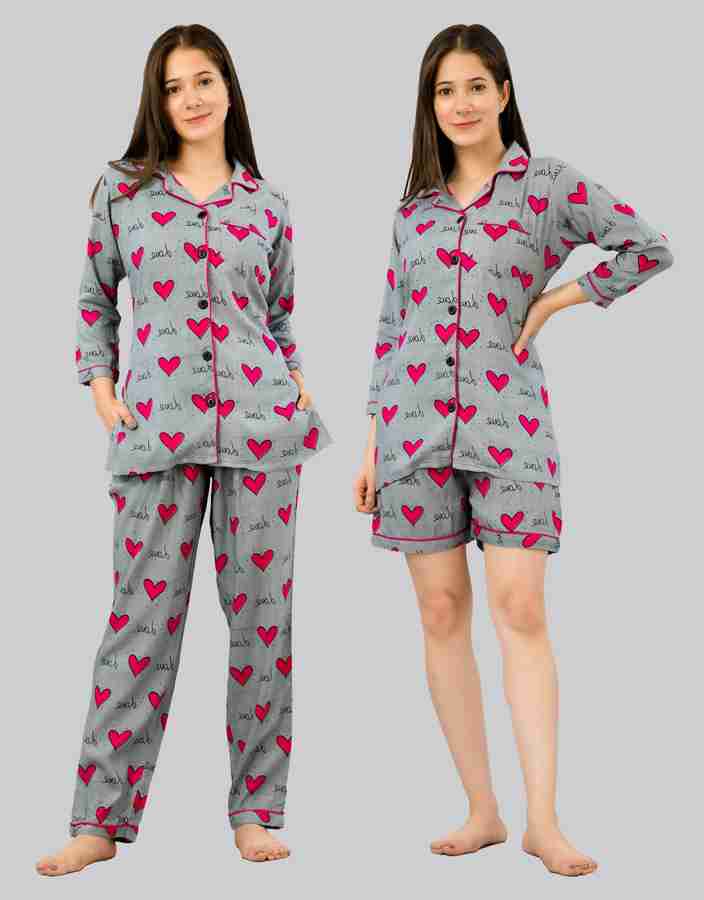 Nishtha Creations Women Self Design Grey Night Suit Set Price in India Buy Nishtha Creations Women Self Design Grey Night Suit Set at Flipkart Night Suit Set
