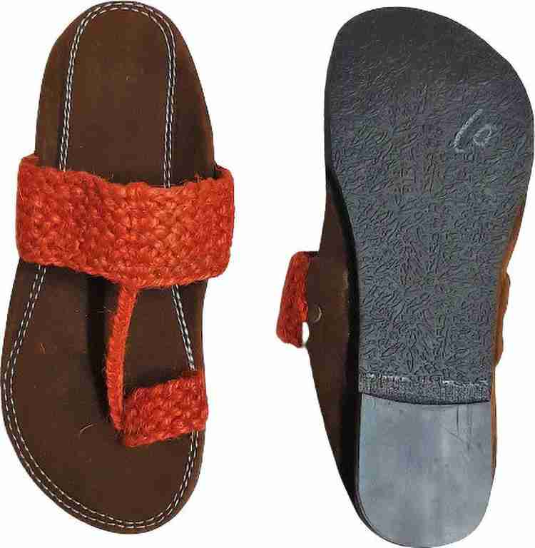 Red Color Slip On Mens Kolhapuri Chappal