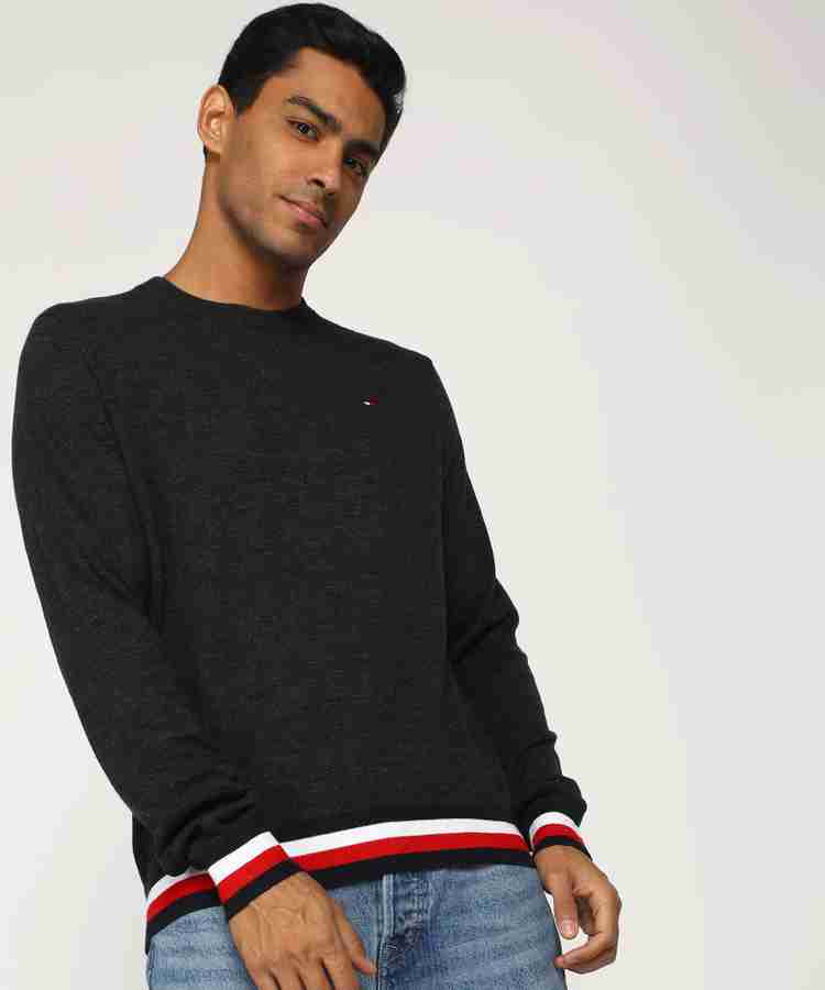 TOMMY HILFIGER Solid Crew Neck Casual Men Black Sweater Buy