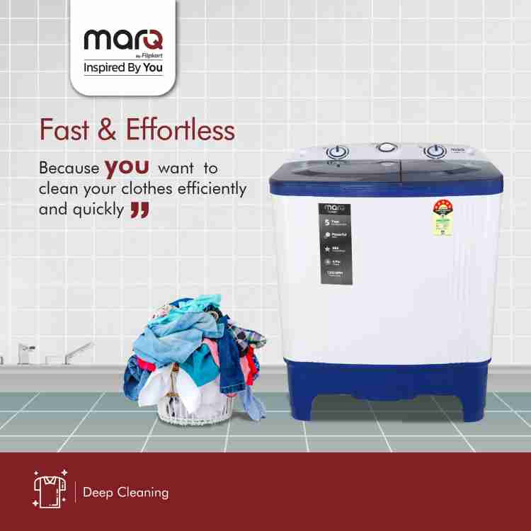 MarQ by Flipkart 7 kg 5 Star rating Semi Automatic Top Load Washing Machine  Blue, White