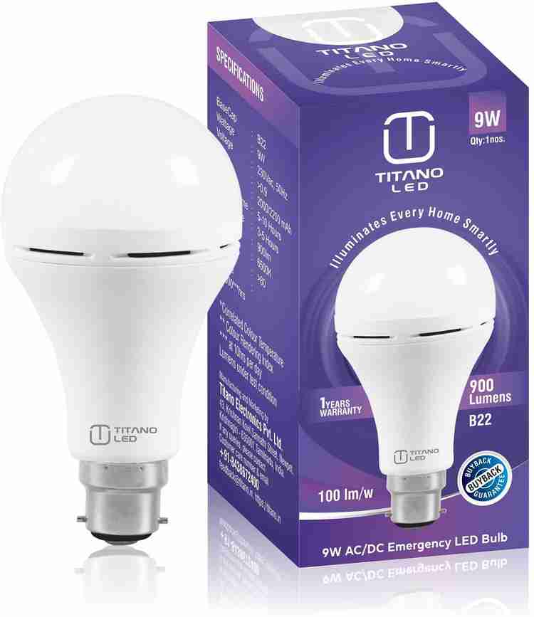 TITANO LED 9W AC DC Inverter 4 hrs Bulb Emergency Light Price in