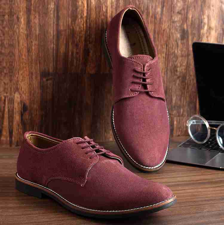 Buy LOUIS STITCH Men Crimson Red Lace up Style Italian Suede Leather Shoes  for Men Czech UK 6 at