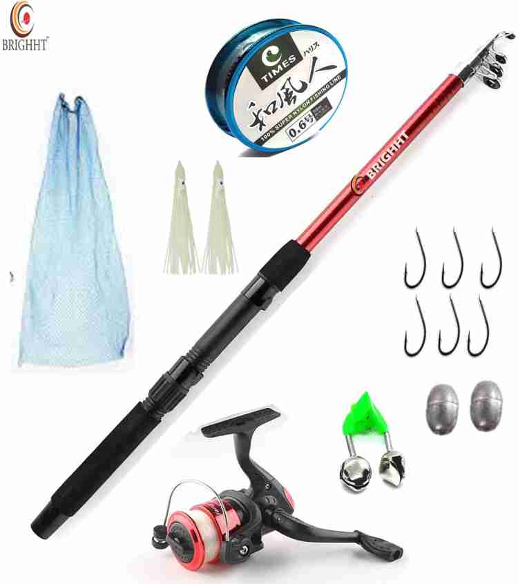 Brighht Portable Fishing Reel Rod Combo Telescopic Fishing Rod and