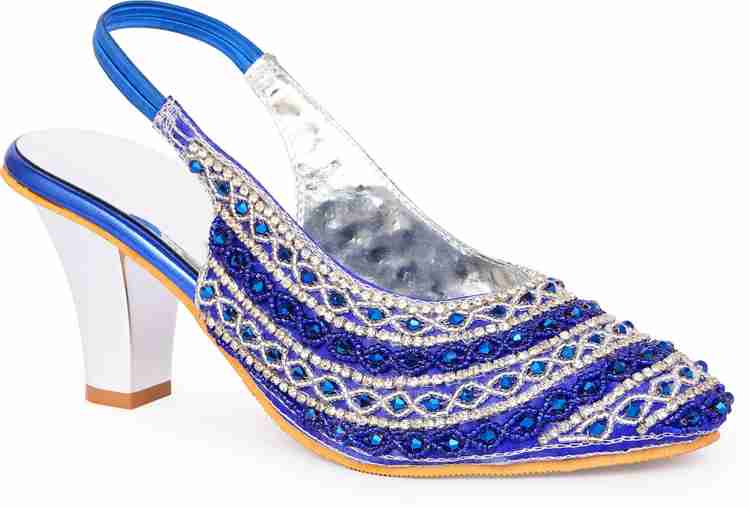 Royal blue multicolor heels top