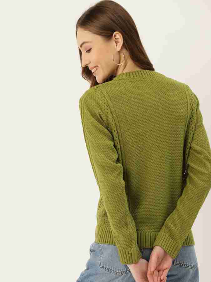 Dressberry Self Design Round Neck Casual Women Dark Green Sweater - Price  History