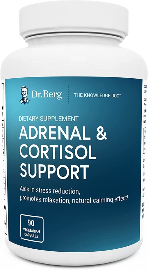 Dr Berg Adrenal amp Cortisol Supplement New Formula - Adrenal Supplement amp  Cortisol Manager for Mood Focus and Stress Support - Adrenal Fatigue  Supplements w Ashwagandha Extracts - 60 Capsules 60 Count Pack of 1