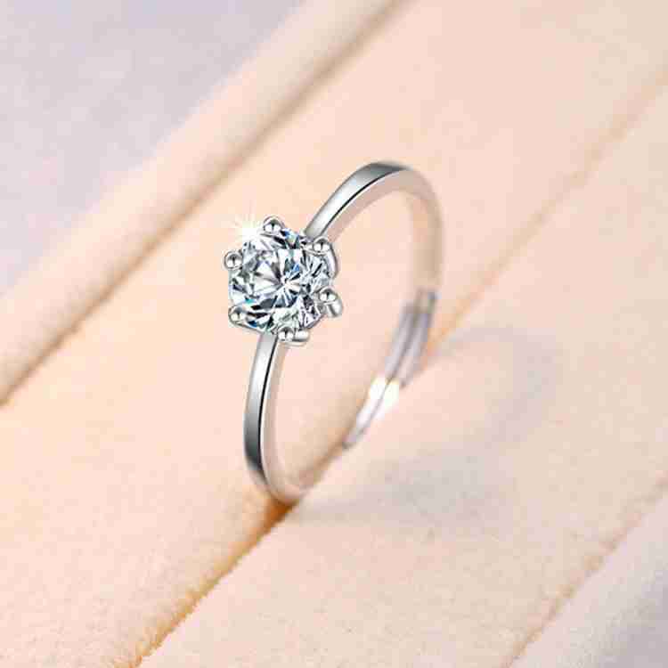 Silver single diamond ring hotsell