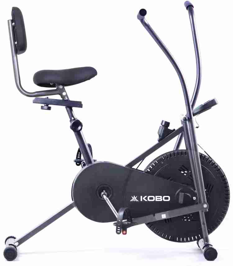 KOBO 2 in 1 Dual Action Exercise Air Bike with Back Rest Cycle for Home Weight Loss Dual Action Stationary Exercise Bike