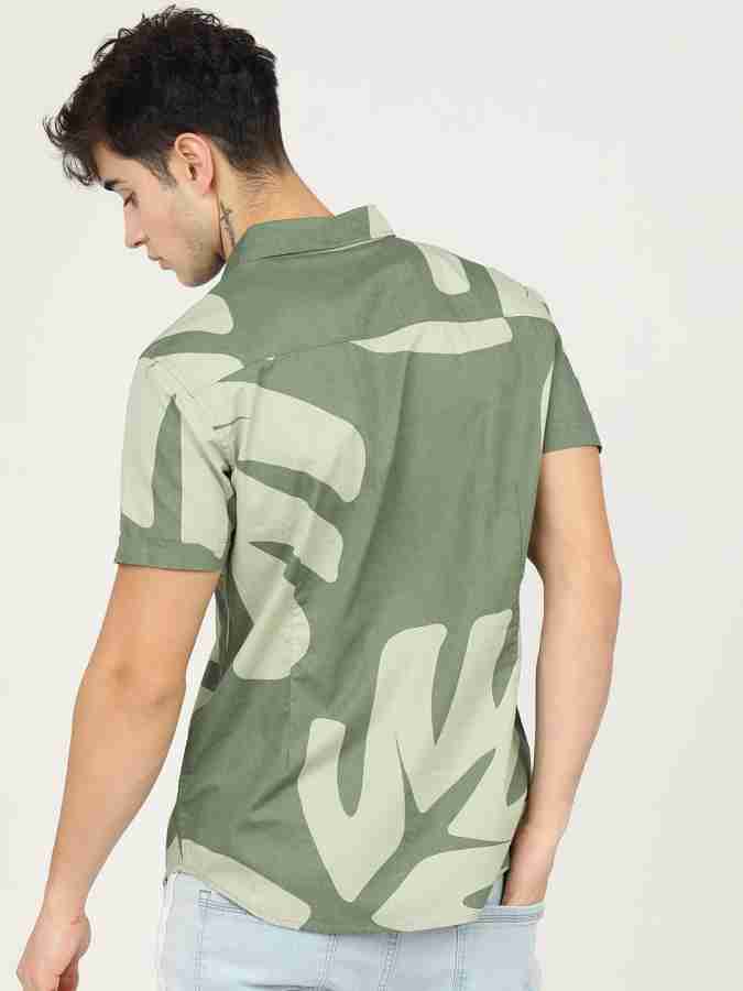 HIGHLANDER Men Green Slim Fit Camouflage Print Casual Shirt