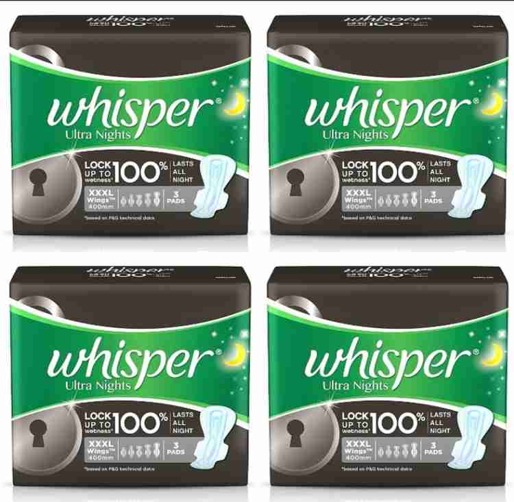 Whisper Bindazzz Night Sanitary Pads For Women, XXX-Large Pack of