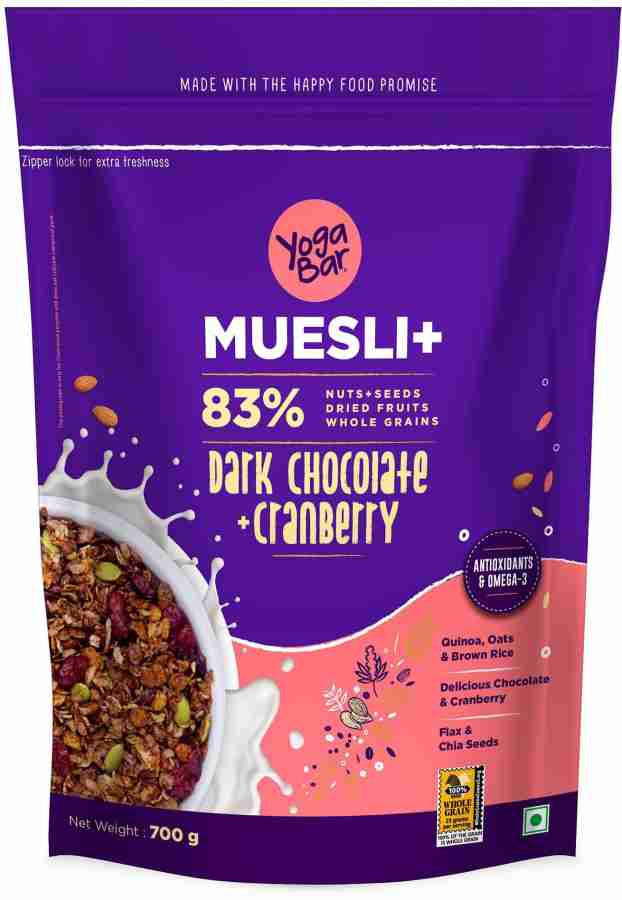 Yogabar Dark Chocolate & Cranberry Muesli Pouch Price in India - Buy  Yogabar Dark Chocolate & Cranberry Muesli Pouch online at
