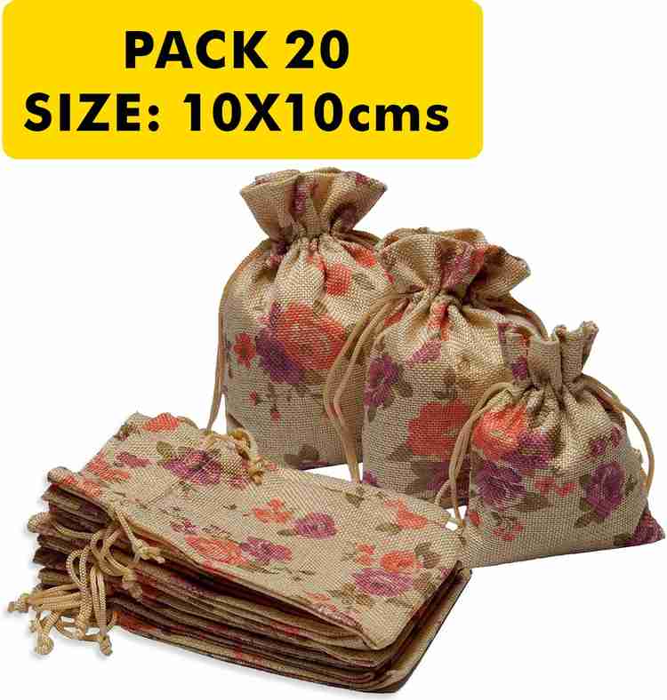 Lifekrafts Jute linen Potli Bags Size 10cmx10cm Pouch multicolor Price in India Flipkart