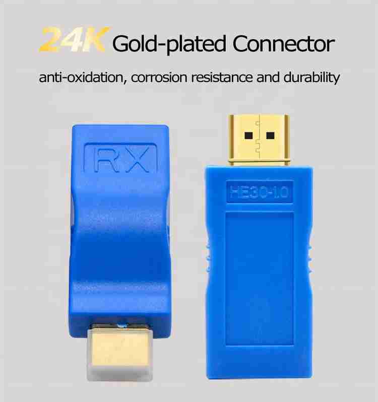 Technobyte HDMI Extender LAN RJ 45 to HDMI Converter. Extend signal to 30mtr speed 2.5 Gbps Media Streaming Device
