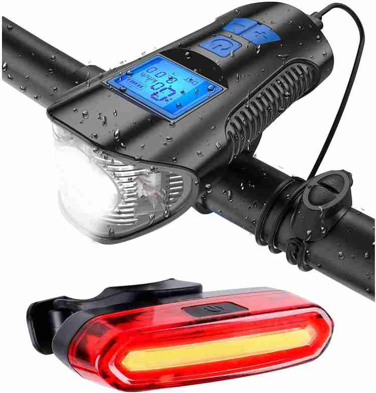 NSV Rechargeable Bicycle Headlight Horn Speedometer and Tail light