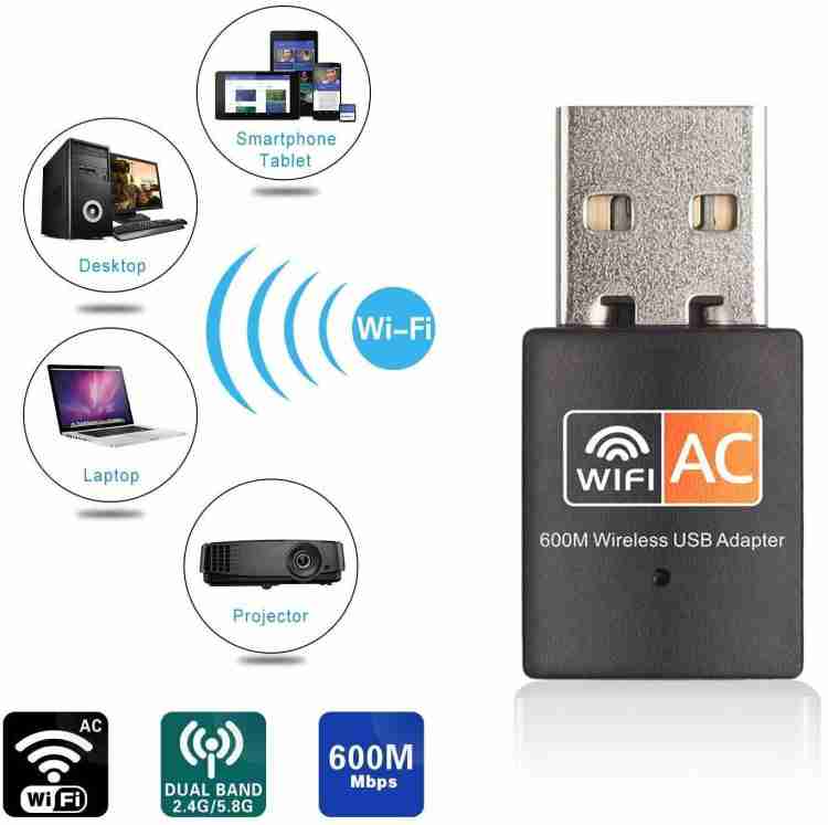 Yizhet Cle WiFi USB, AC600 Mbps Mini Double Bande Wireless WiFi (5GHz  433Mbps/2.4GHz 150Mbps) sans Fil Dongles WLAN Stick pour Windows