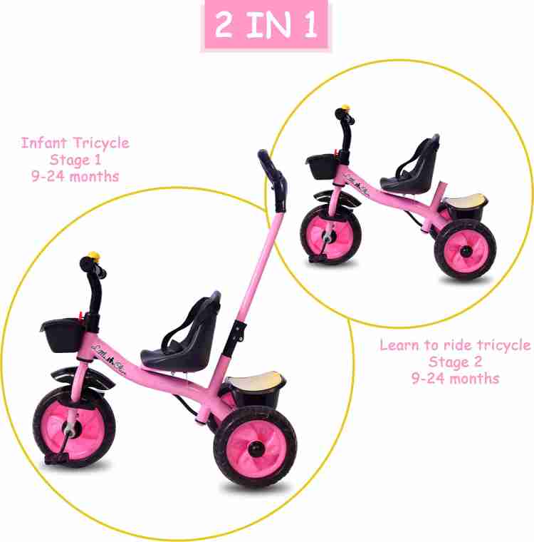 Little Olive Tricycle for Kids Pushbar Footrest Safety Harness
