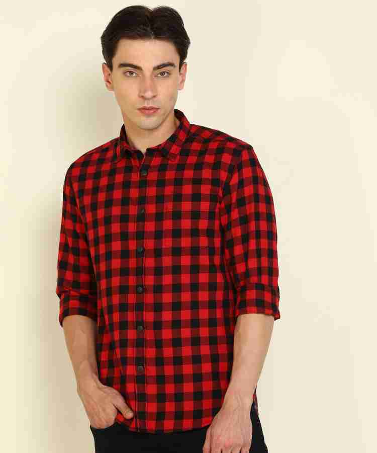 Red and black store check shirt flipkart