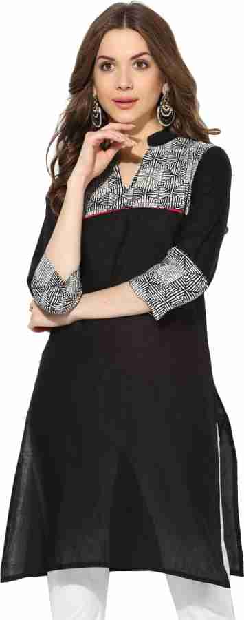 Aks black solid straight kurta hotsell