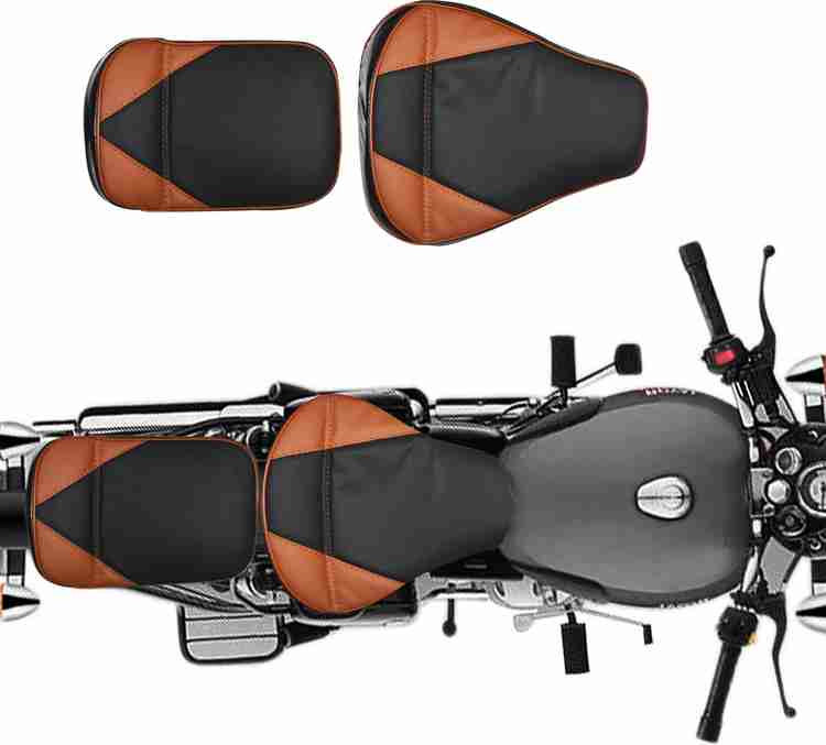 AHLMOTOR Black with Tan Stylish Extra Foaming Seat Cover for Royal Enfield Split Bike Seat Cover For Royal Enfield Classic Classic 350 Classic 500 Classic Chrome Price in India Buy AHLMOTOR