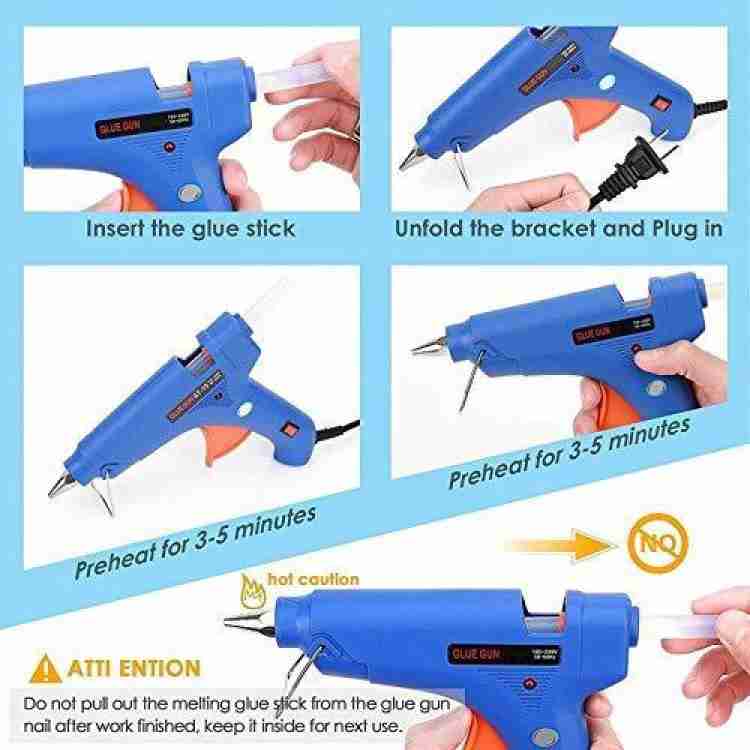 Mini Hot Glue Gun with 30 Glue Sticks for Crafts School DIY Arts Home Quick  Repairs, 20W, Blue