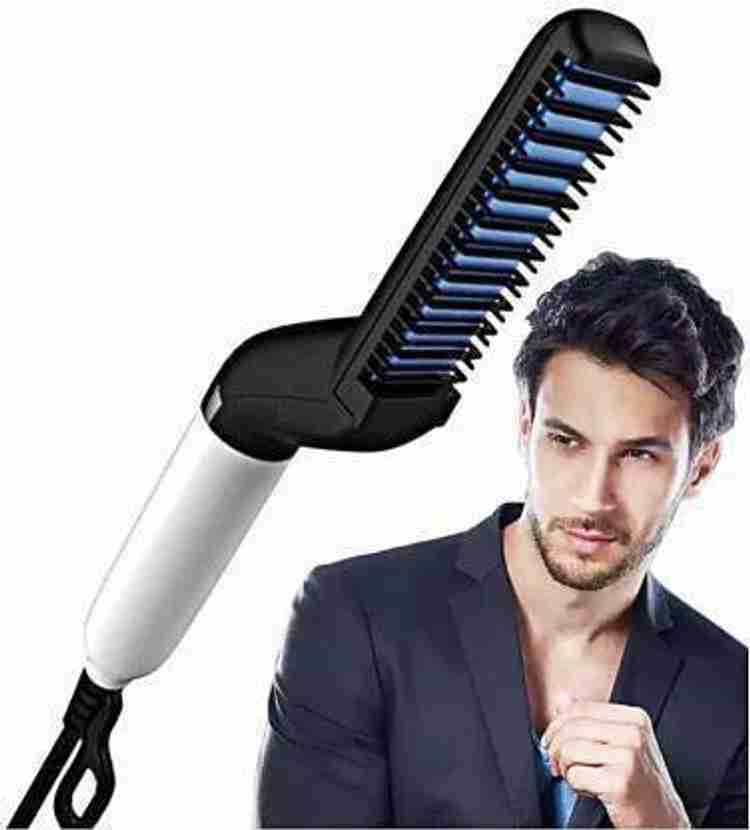Black man deals beard straightener