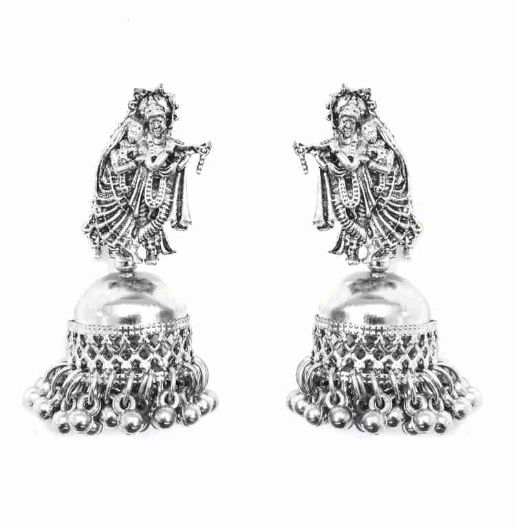 Flipkart Buy karatique Oxidised Silver Religious Radha Krishna Jhumka for Women Brass Jhumki Earring Online at Best Prices in India