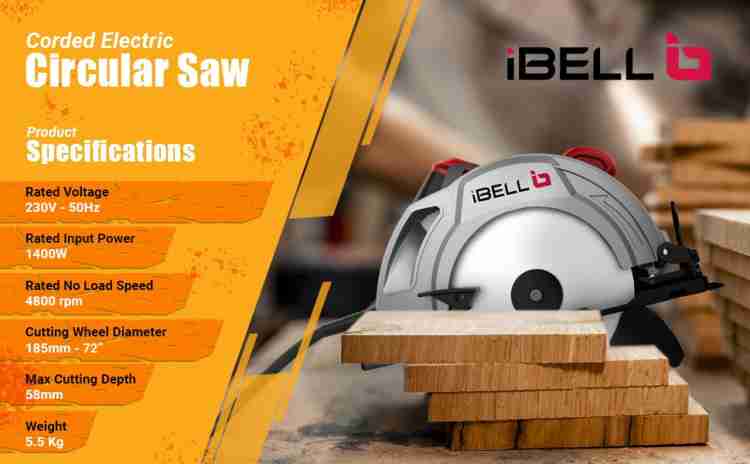 iBELL CS85 71 1400W 4800RPM 185MM Circular Saw Handheld Tile Cutter