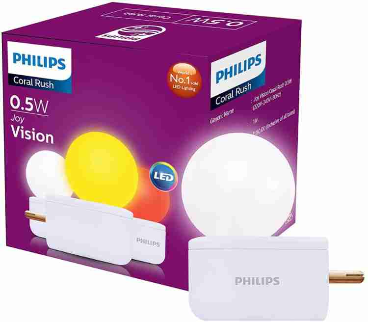 Buy Philips Joy Vision Coral Rush 0.5-Watts LED Bulb Night Lamp (White,  Pack of 1, Prong) Online at Low Prices in India 