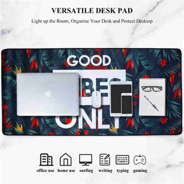 SEAGULL Large Extended XXL Gaming Mouse Pad with Non-Slip Rubber Base,  Stitched Embroidery Edge Mouse Mat for Laptop, Computer & Desk - 80 x 40 x  0.3 cm -Good Vibes Only Mousepad 