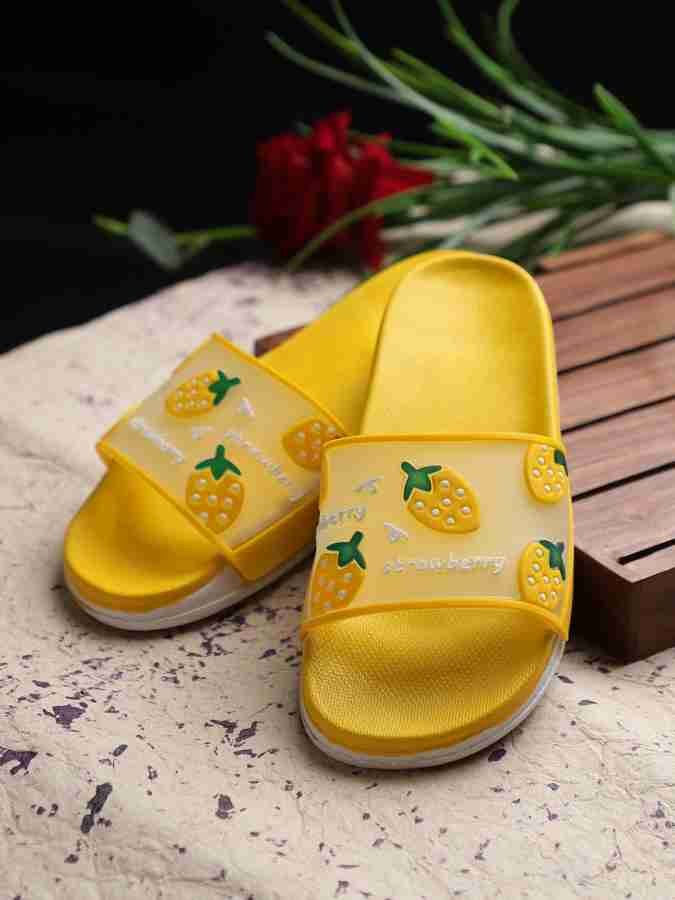 Yellow discount slides womens