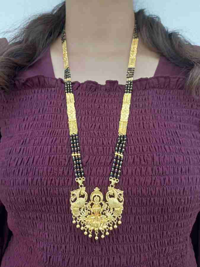ROFARWORD Traditional Black Bead Long Chain Nallapusalu Tanmaniya