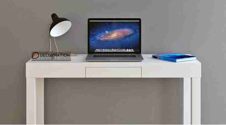 DecorNation Alfredo White Laptop Table with Drawer Storage Solid