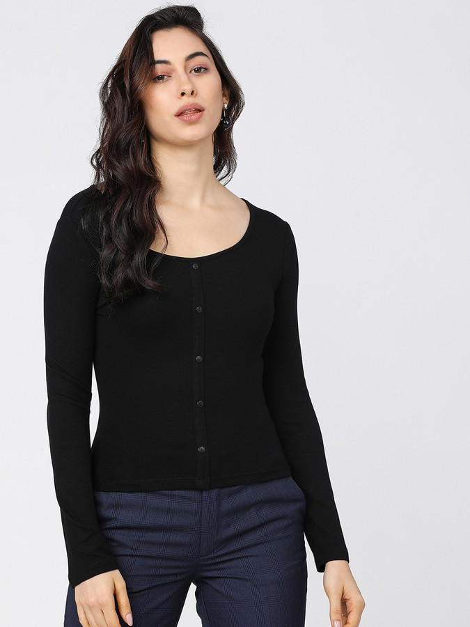 tokyo talkies casual solid women black top