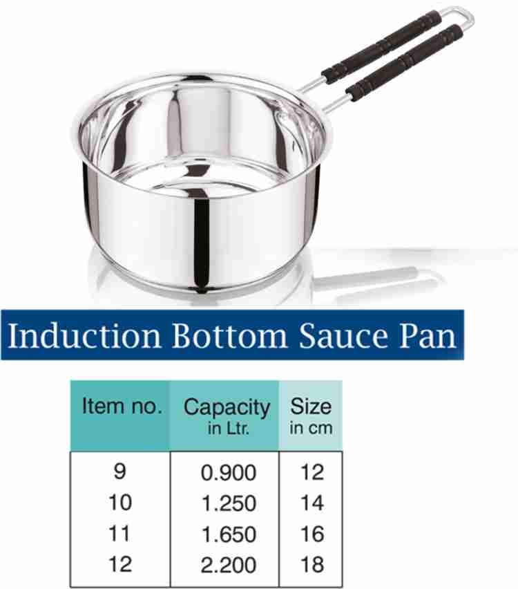 ACEWARE Stainless Steel Sauce Pan without Lid, Flat Base Sauce Pan with  Wire Handle/Tea Pan/Milk Pan Cookware ideal for Tea, Milk, Soup, Pasta  Sauce - 16cm Sauce Pan 33.5 cm diameter 1.6